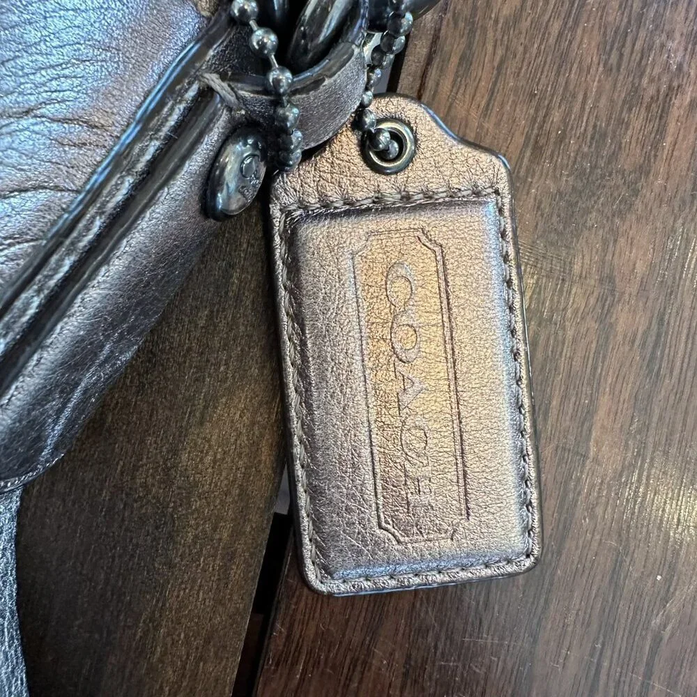 Coach Kristin Metallic Gold Pebbled Leather Hobo Bag Convertible Handbag